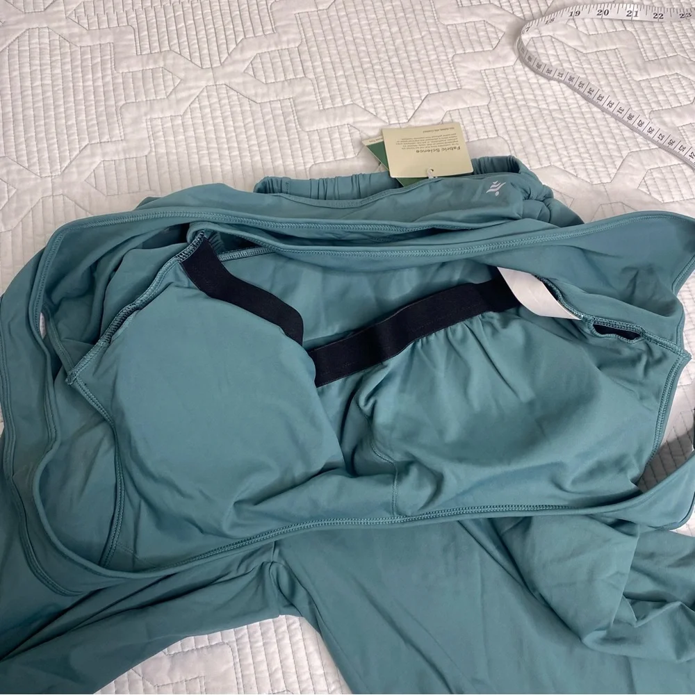 Halara Airy Wide Leg Cool Touch Yoga Jumpsuit with Pockets-Easy Peezy Teal Sz XL - Picture 12 of 14